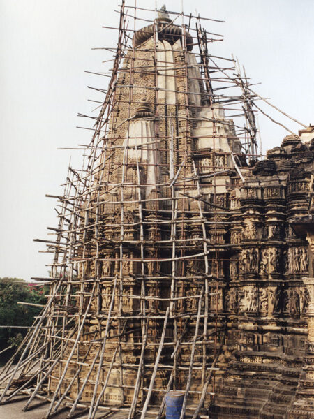 Temple covered with scaffolding