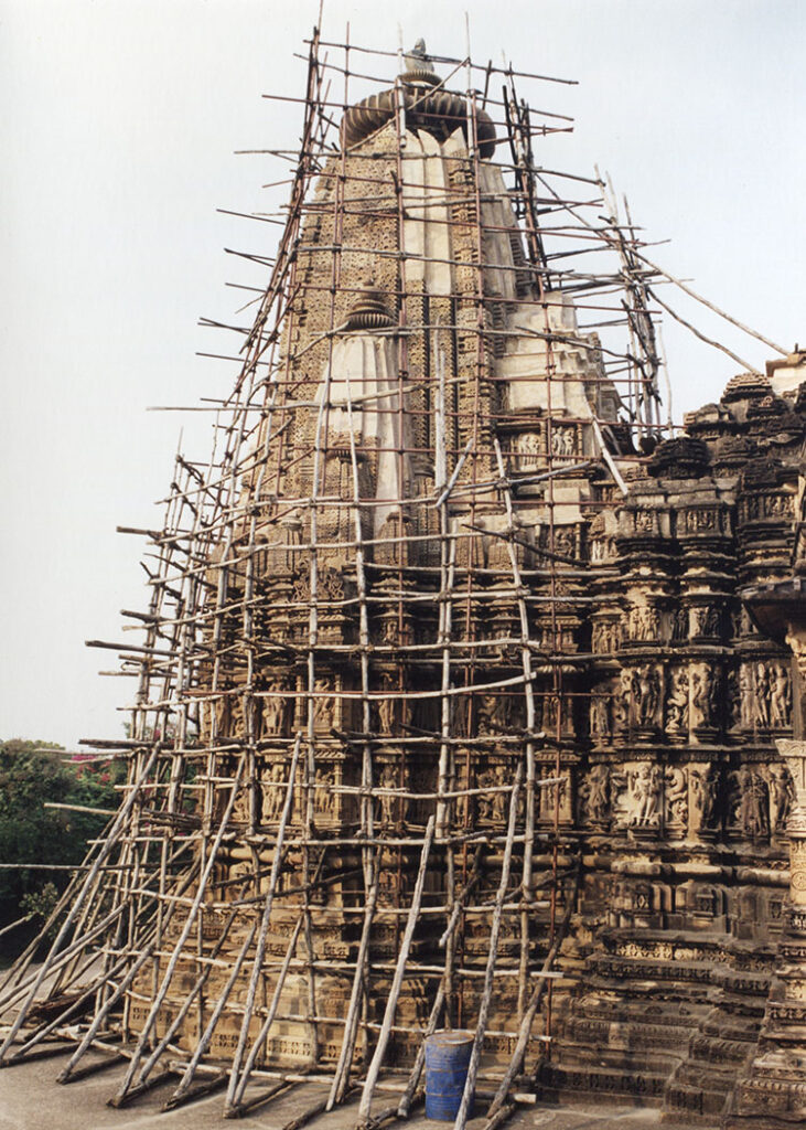 Temple covered with scaffolding