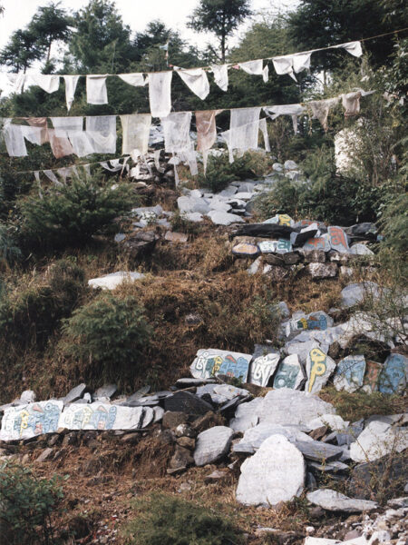 Mani stones and prayer flags