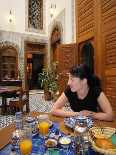 Carol in the Dar Romana courtyard
