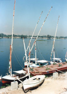 Feluccas on the Nile riverfront, Luxor