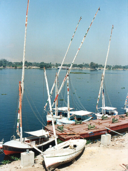 Feluccas on the Nile riverfront, Luxor