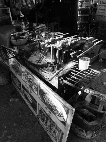 Stalls outside the Kuang Si Waterfall park