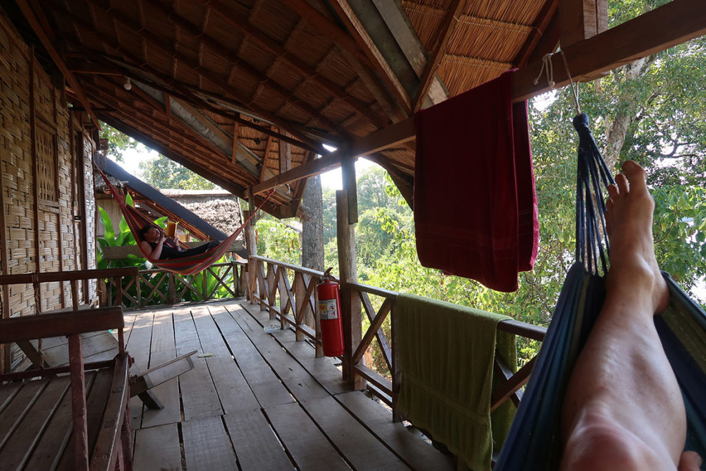 Relaxing in our hammocks