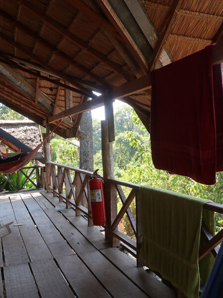 Relaxing in our hammocks